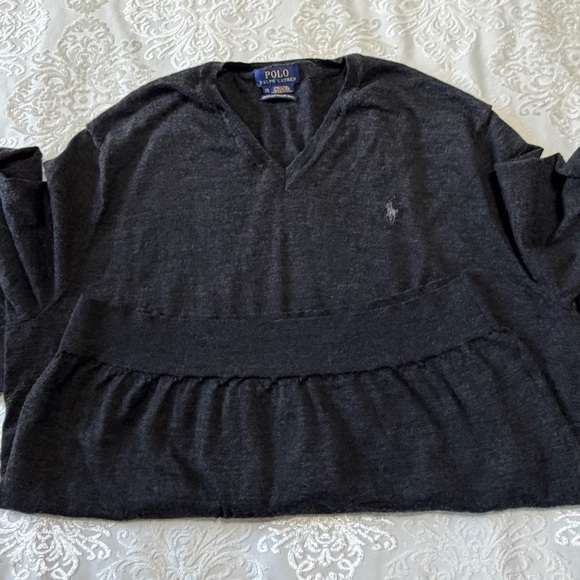 Polo Ralph Lauren 100% Merino Wool V-Neck Sweater Charcoal Grey Size XXL - Picture 6 of 8
